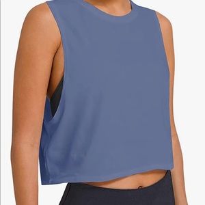 LASLULU Blue crop top workout top size small